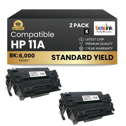 Cartouche de toner noir compatible HP 11A Q6511A (lot de 2)