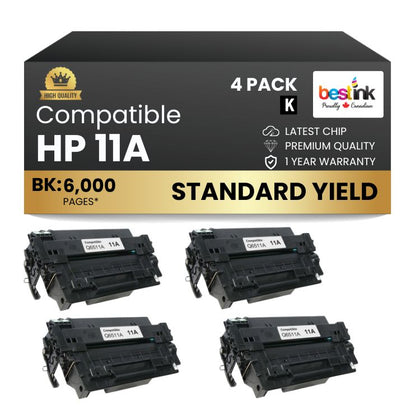 Cartouche de toner noir compatible HP 11A Q6511A (lot de 4)