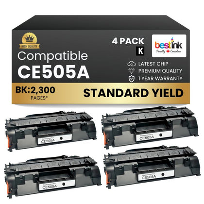Cartouches de toner noir compatibles HP 05A CE505A (lot de 4)