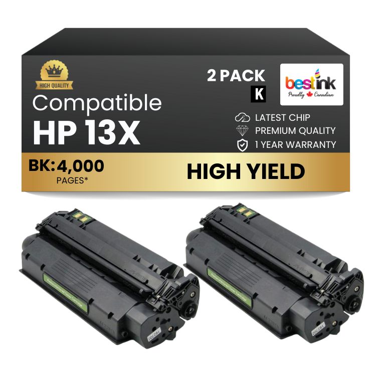 Compatible HP 13X Q2613X Black Toner Cartridge High Yield (2 Pack)