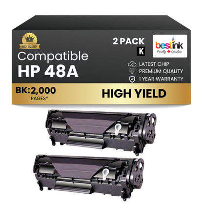 Compatible HP 48A CF248A  Black Toner Cartridge High Yield (2 Pack)