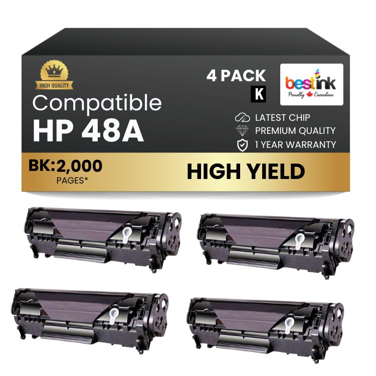 Compatible HP 48A CF248A  Black Toner Cartridge High Yield (4 Pack)
