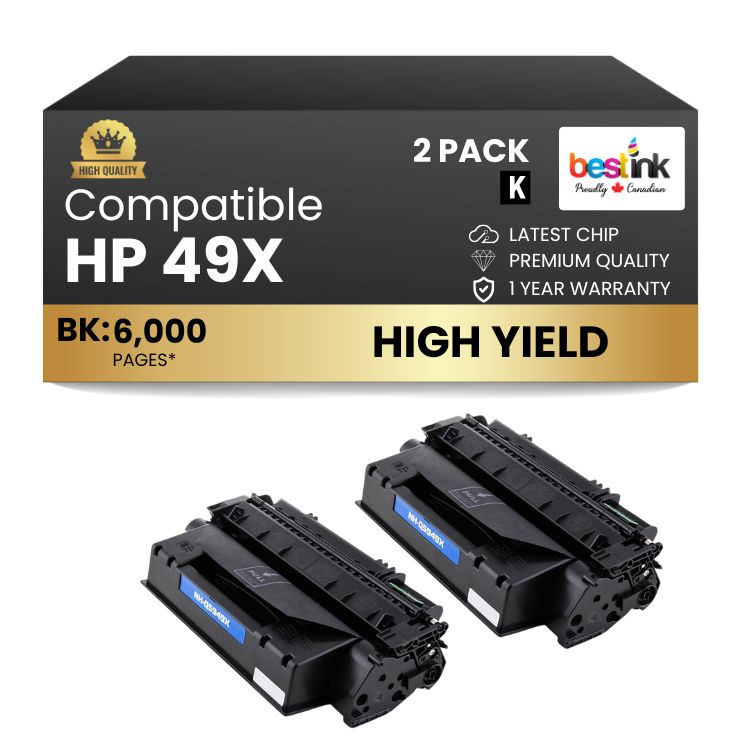 Compatible HP 49X Q5949X Black Toner Cartridge High Yield (2 Pack)