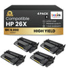 Compatible HP 26X CF226X Black Toner Cartridge (4 Pack)