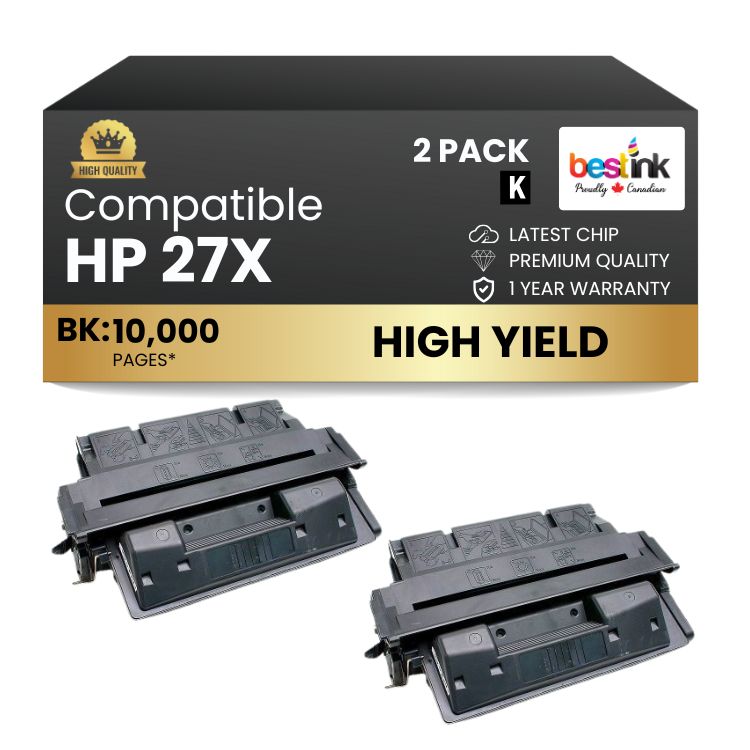 Compatible HP 27X C4127X Black Toner Cartridge (2 Pack)