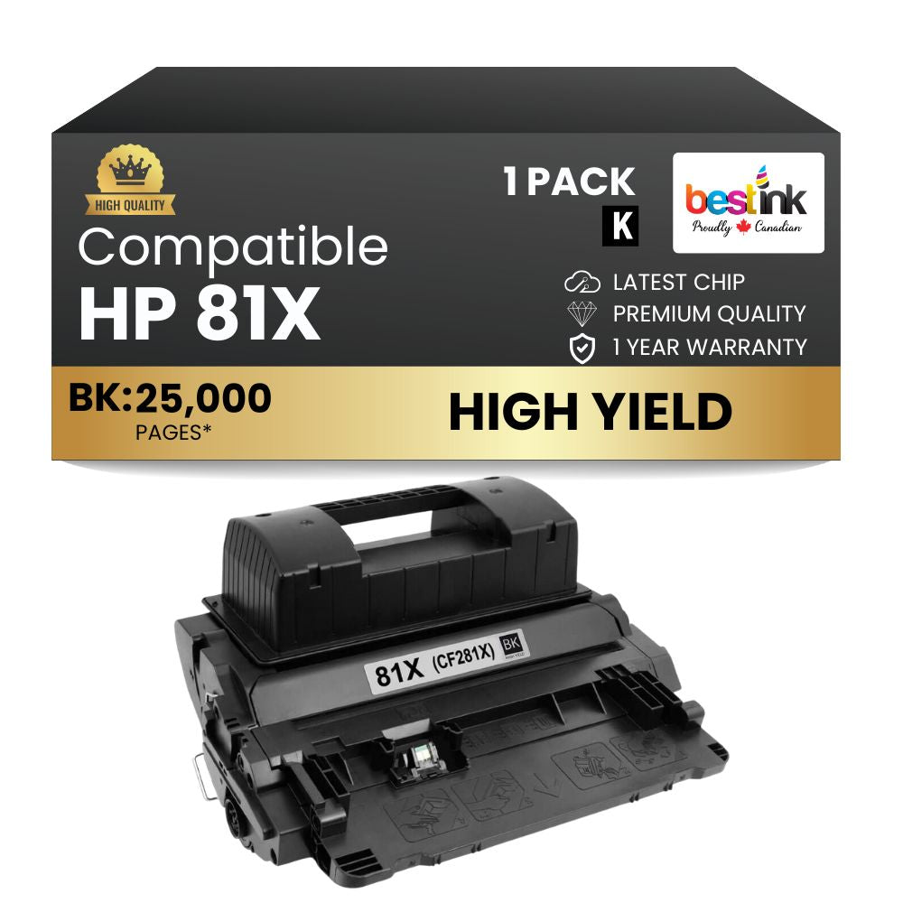 Compatible HP 81X CF281X Black Toner Cartridge High Yield (1 Pack)