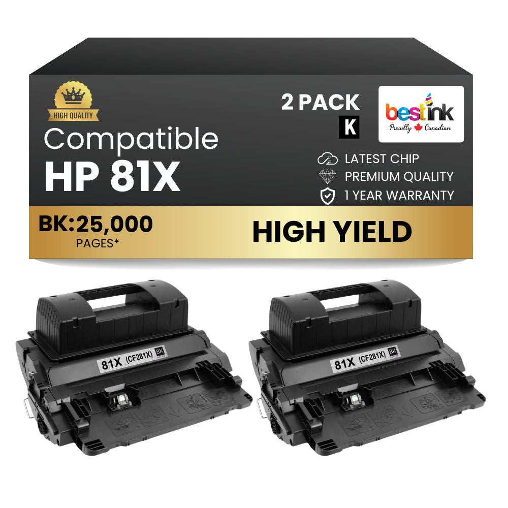 Cartouche de toner noir haute capacité compatible HP 81X CF281X (lot de 2)