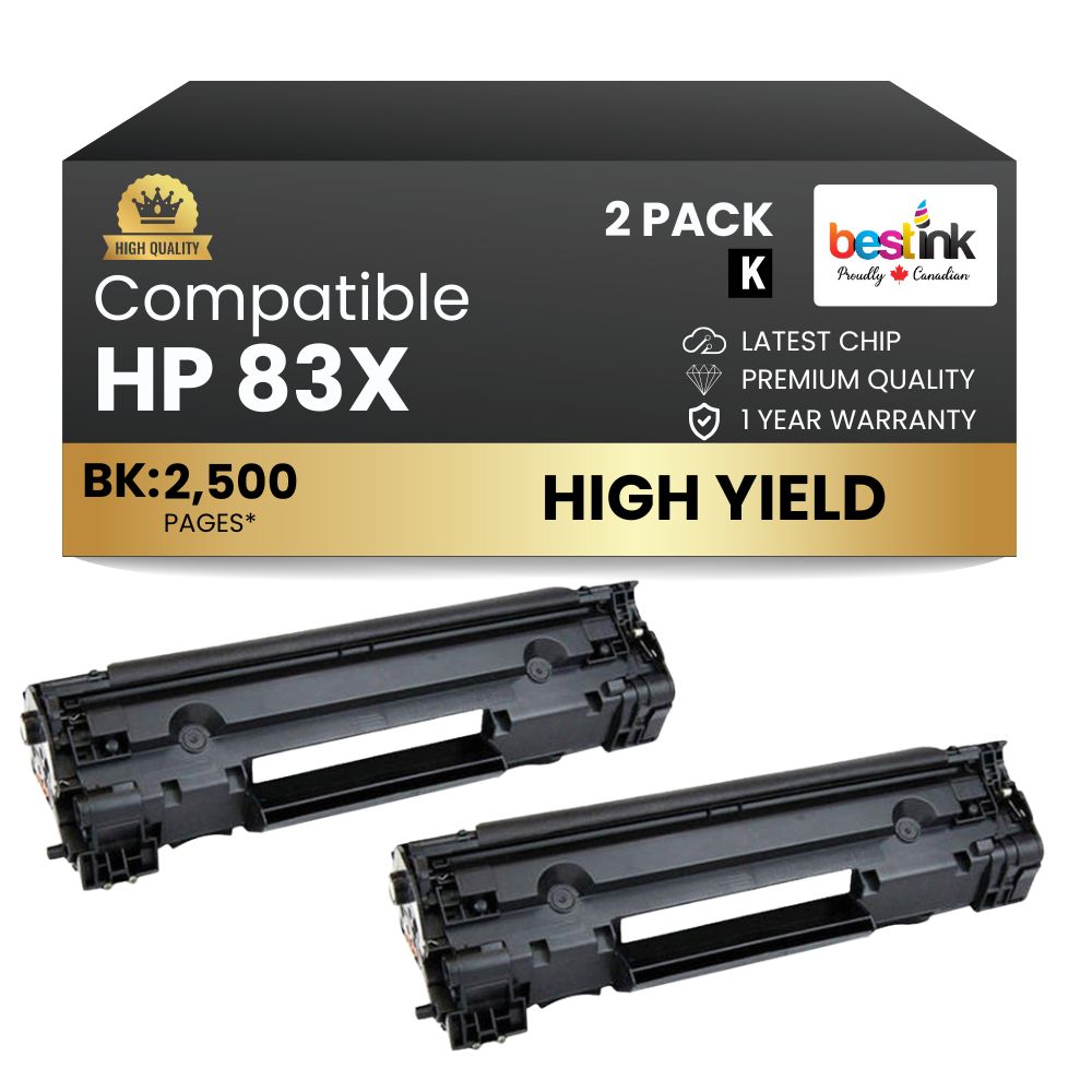Compatible HP 83X CF283X Black Toner Cartridge High Yield (2 Pack)