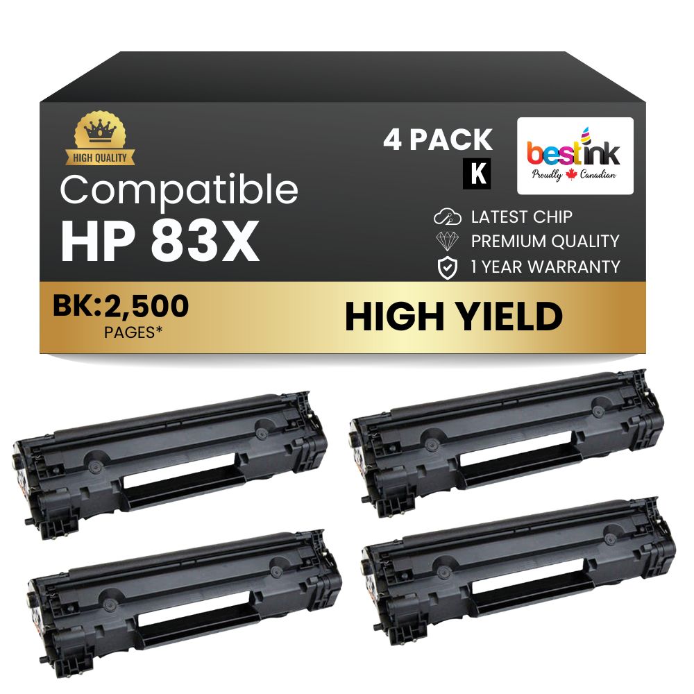 Compatible HP 83X CF283X Black Toner Cartridge High Yield (4 Pack)