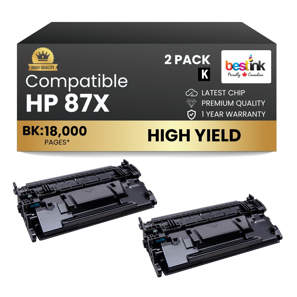 Compatible HP 87X CF287X Black Toner Cartridge High Yield (2 Pack)