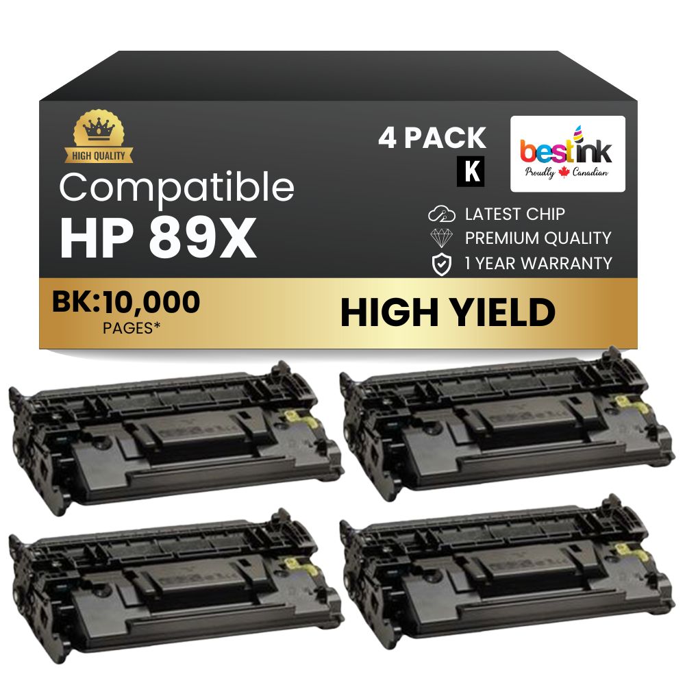 Cartouches de toner noir haute capacité compatibles HP 89X CF289X (lot de 4)