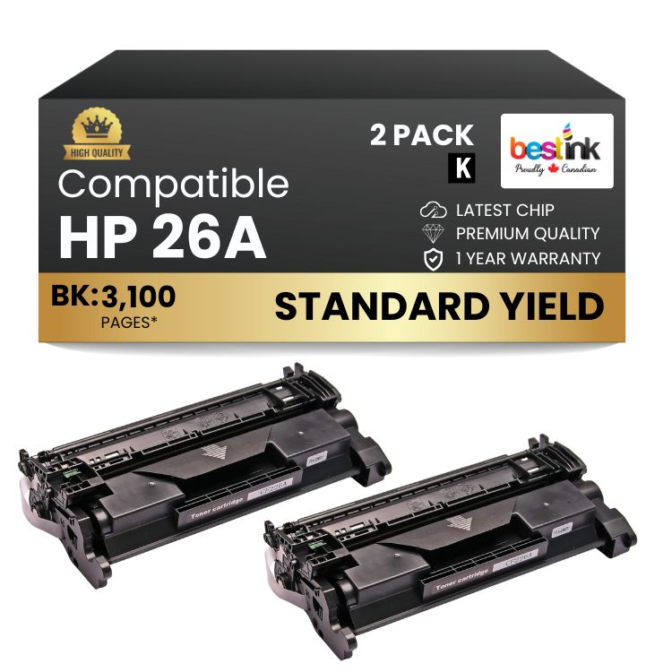 Cartouche de toner noir compatible HP 26A CF226A (lot de 2)