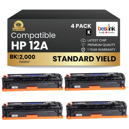 Cartouche de toner noir compatible HP 12A Q2612A (lot de 4)