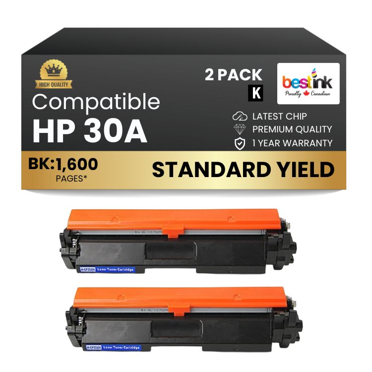 Cartouche de toner noir compatible HP 30A CF230A (lot de 2)