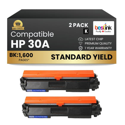 Cartouche de toner noir compatible HP 30A CF230A (lot de 2)