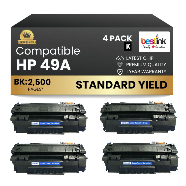 Compatible HP 49A Q5949A Black Toner Cartridge (4 Pack)