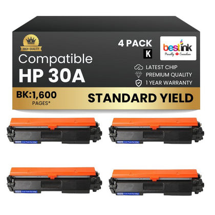 Cartouche de toner noir compatible HP 30A CF230A (lot de 4)