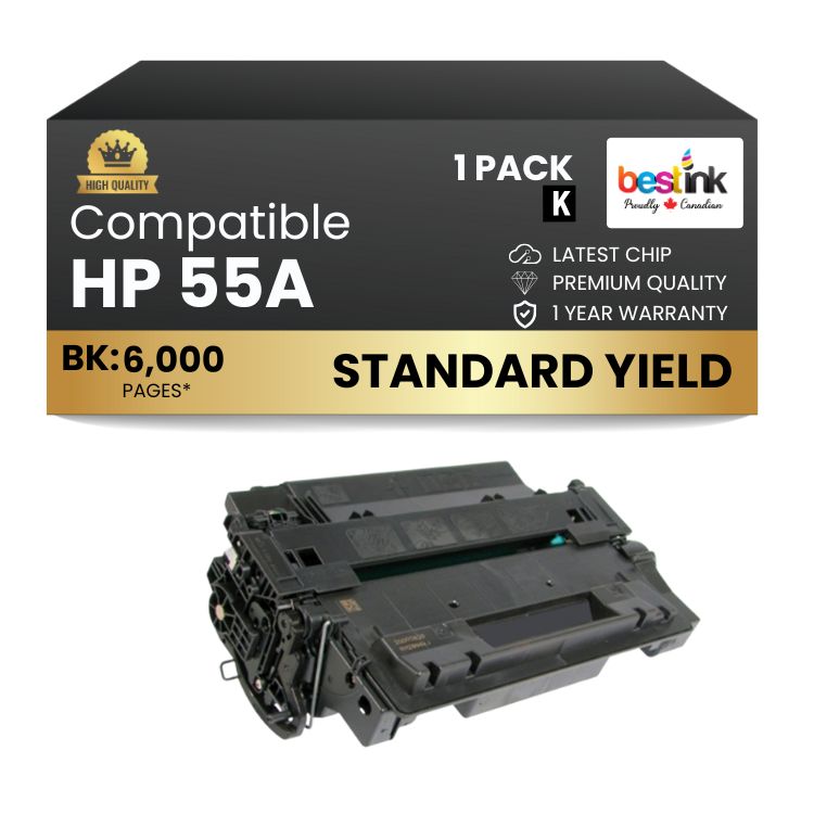Cartouche de toner noir compatible HP 55A CE255A (1 paquet)