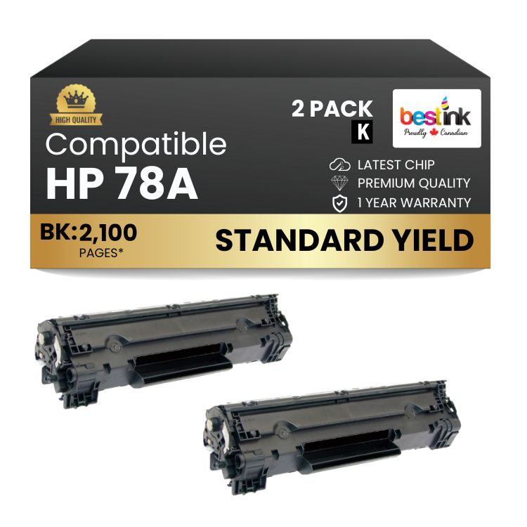 Compatible HP 78A CE278A Black Toner Cartridge (2 Pack)