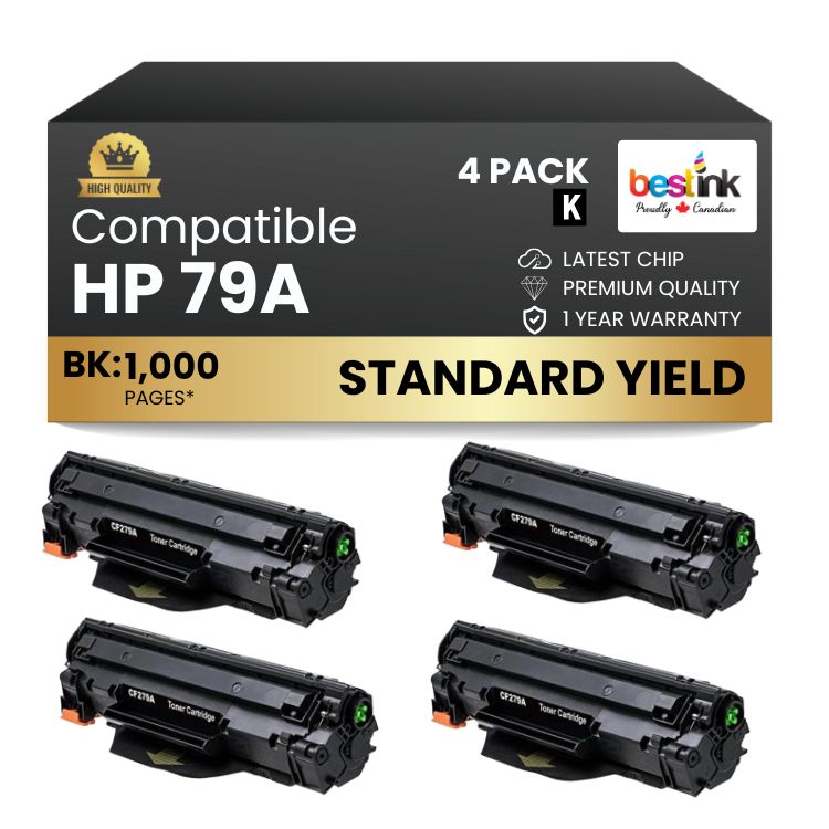 Compatible HP 79A CF279A Black Toner Cartridge (4 Pack)