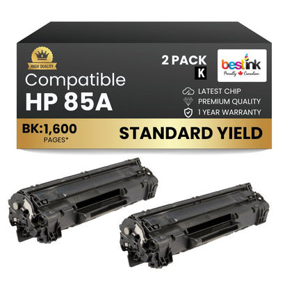 Compatible HP 85A CE285A Black Toner Cartridge (2 Pack)