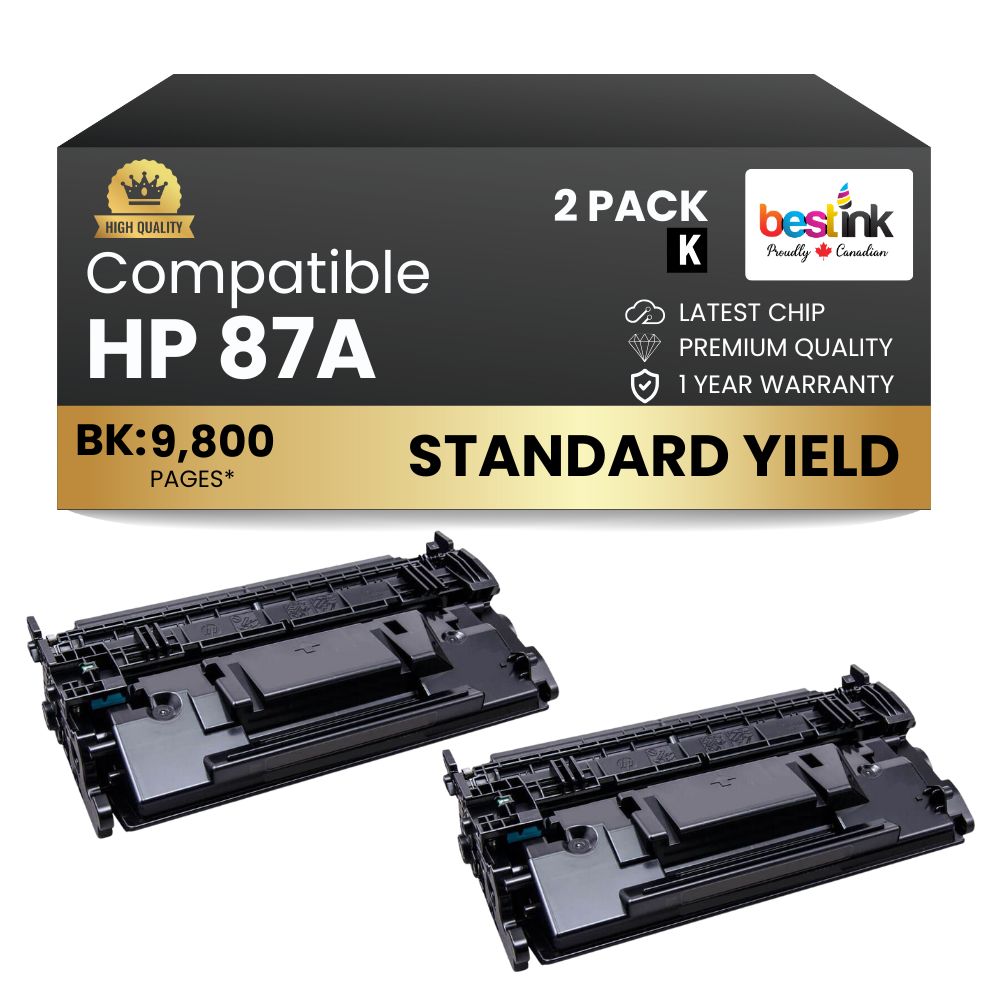Compatible HP 87A CF287A Black Toner Cartridge (2 Pack)
