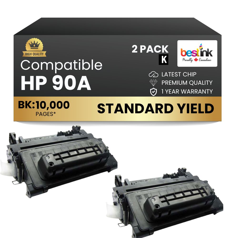 Compatible HP 90A CE390A Black Toner Cartridge (2 Pack)