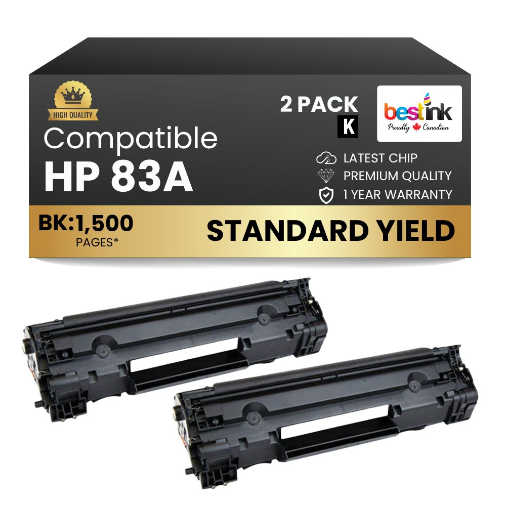 Compatible HP 83A CF283A Black Toner Cartridge (2 Pack)