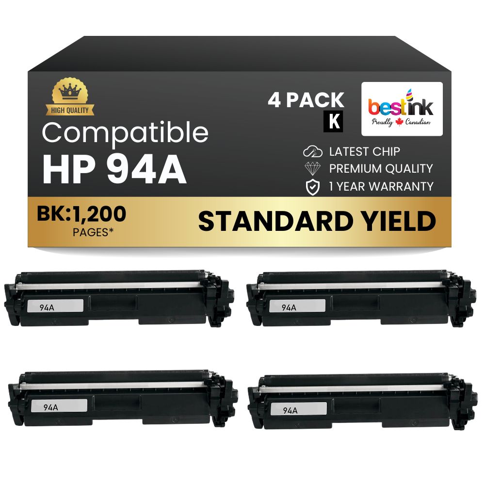 Cartouches de toner noir compatibles HP 94A CF294A (lot de 4)
