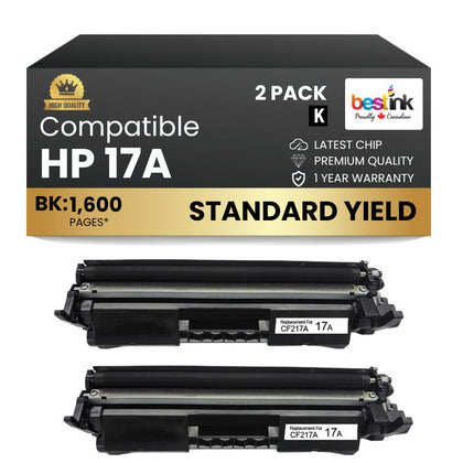 Compatible HP 17A CF217A  Black Toner Cartridge (2 Pack)
