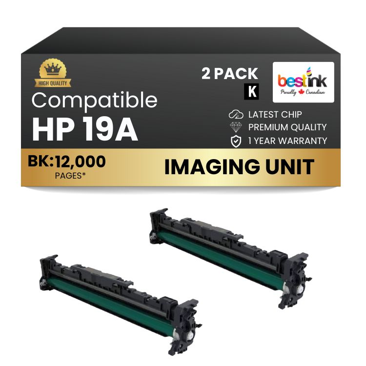 Compatible HP 19A CF219A Black Drum - With Chip (2 Pack)