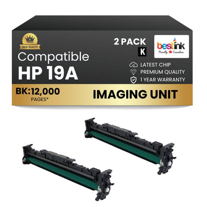 Compatible HP 19A CF219A Black Drum - With Chip (2 Pack)