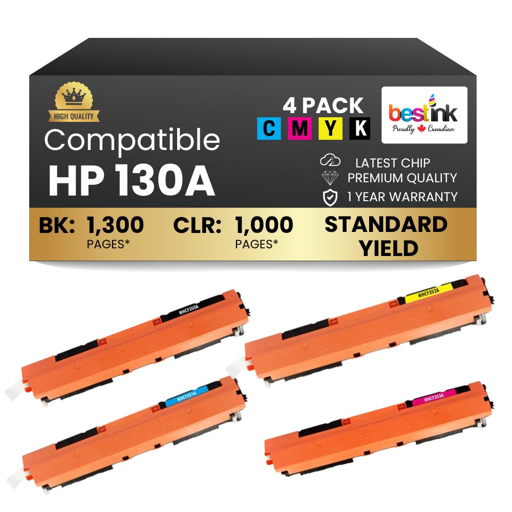 Cartouche de toner compatible HP 130A (noir/crème/magenta/jaune) (lot de 4)