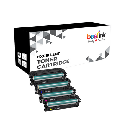 Compatible HP 508A CF360A CF361A CF363A CF362A Toner Cartridge Combo BK/C/M/Y