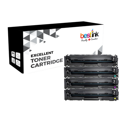 Cartouche de toner compatible HP 414X, haut rendement, noir/c/magenta/jaune, avec puce