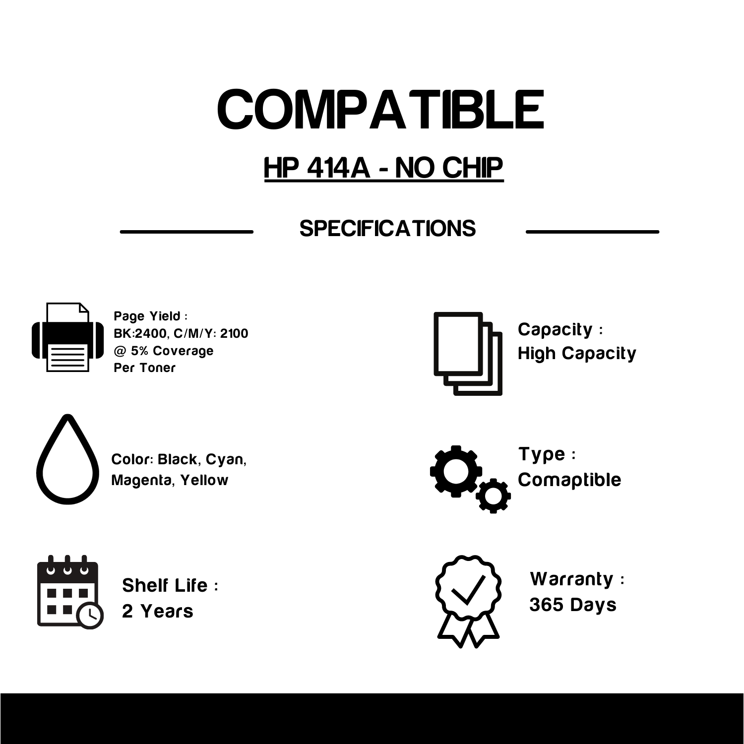 Cartouche de toner compatible HP 414A Combo BK/C/M/Y - Sans puce