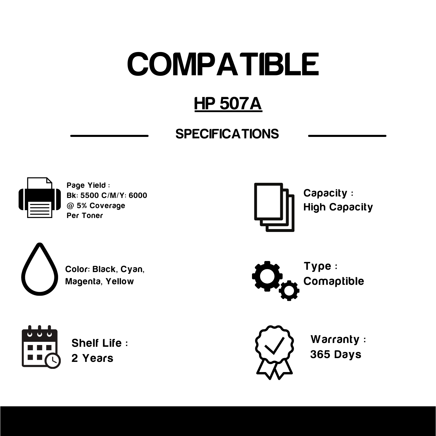 Cartouche de toner compatible HP 507A Combo BK/C/M/Y