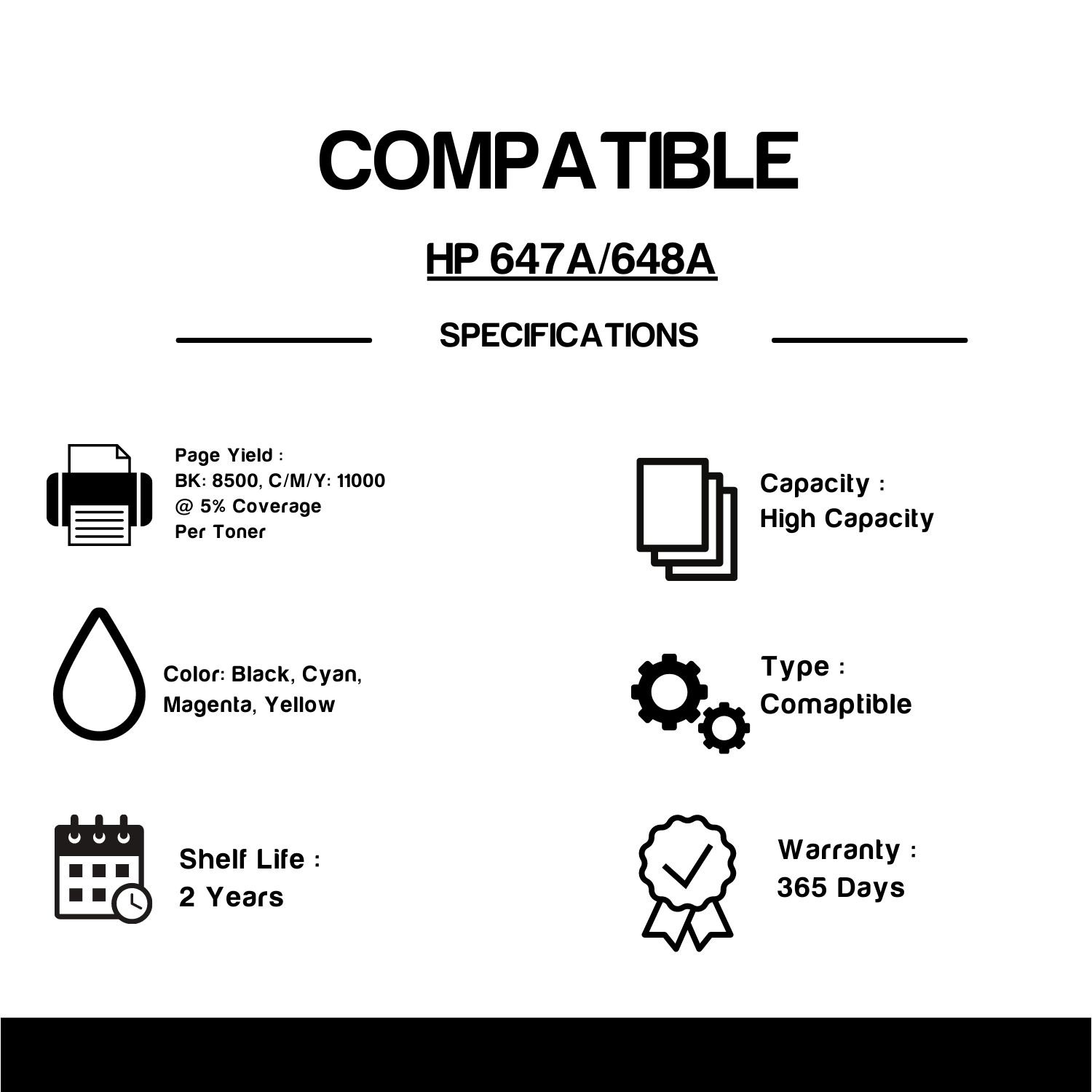 Compatible HP 647A 648A Toner cartridge Combo BK/C/M/Y