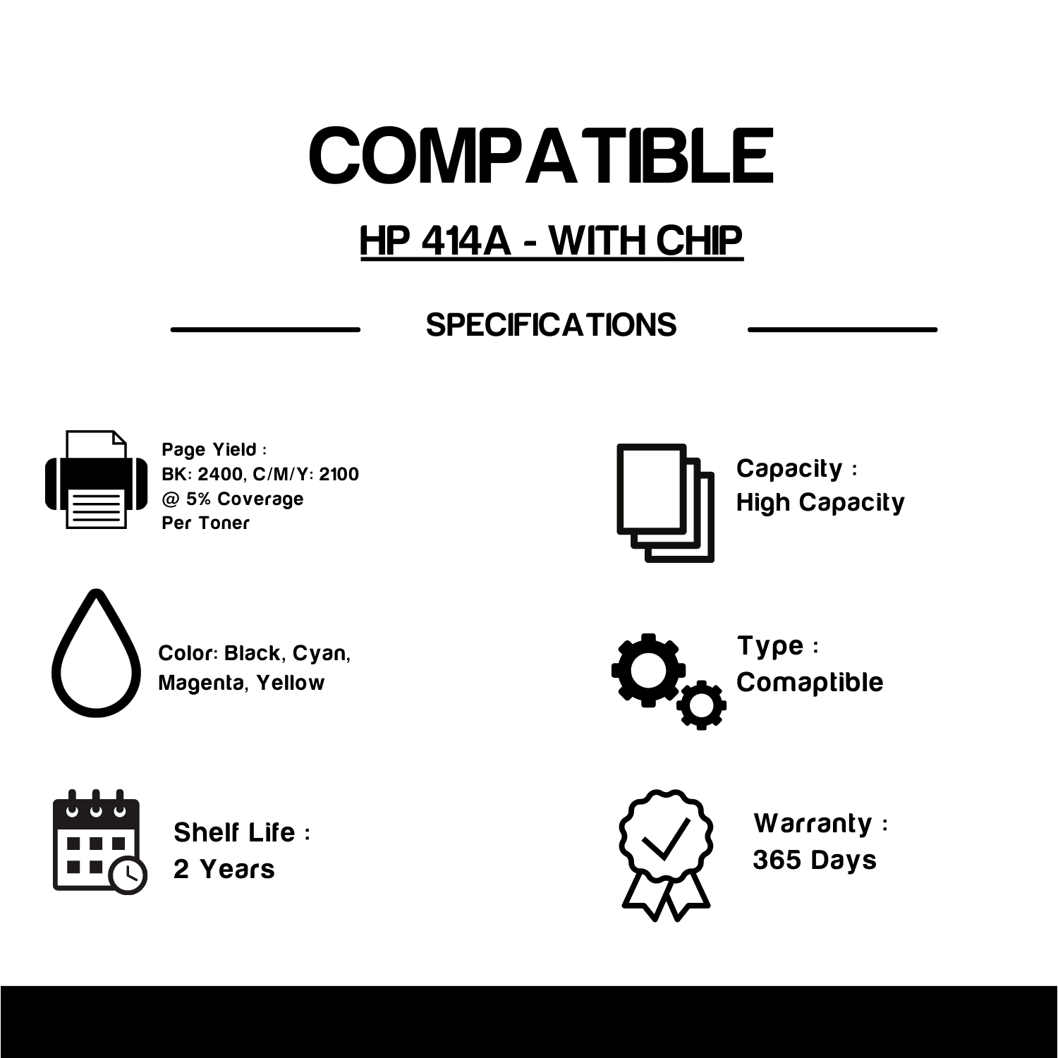 Compatible HP 414A Toner Cartridge Combo - With Chip