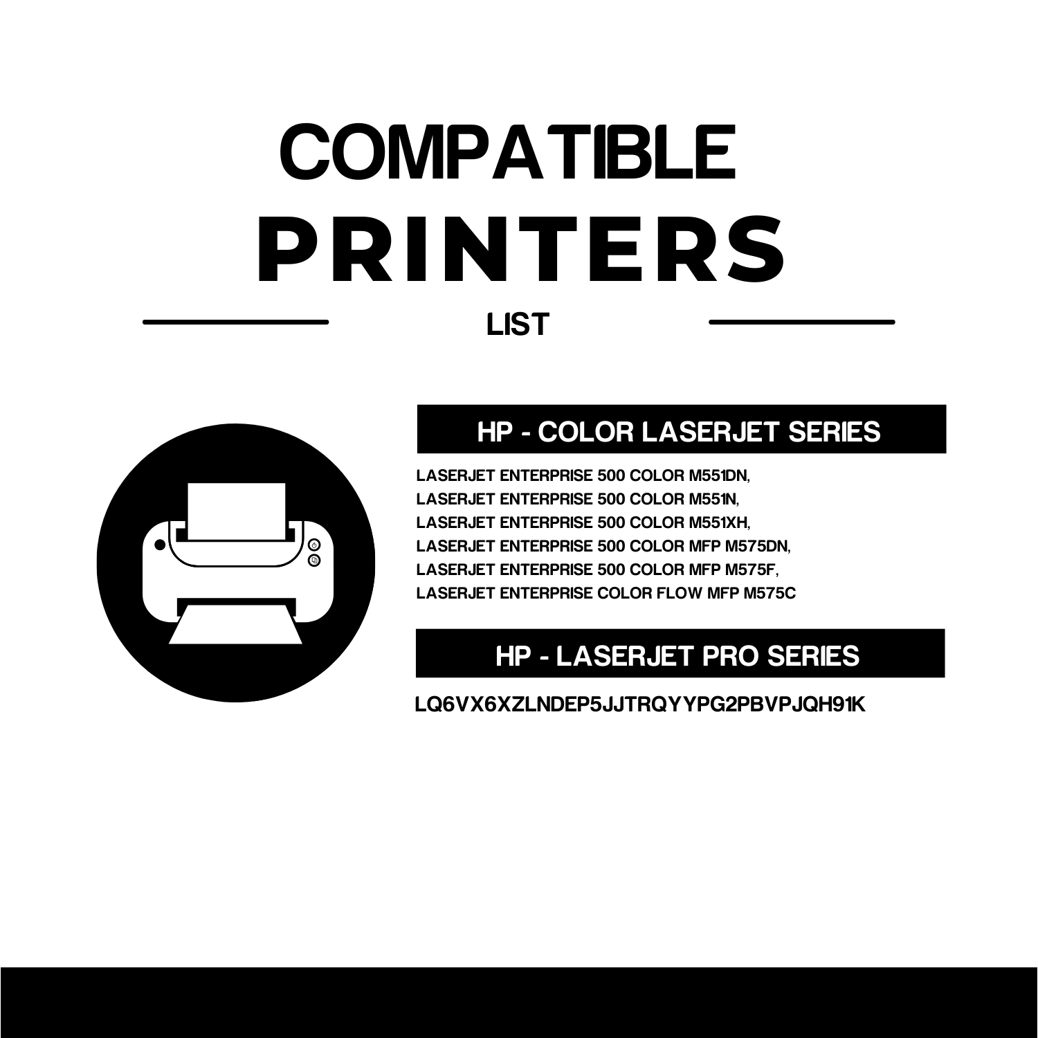 Cartouche de toner noir haute capacité compatible HP 507X CE400X