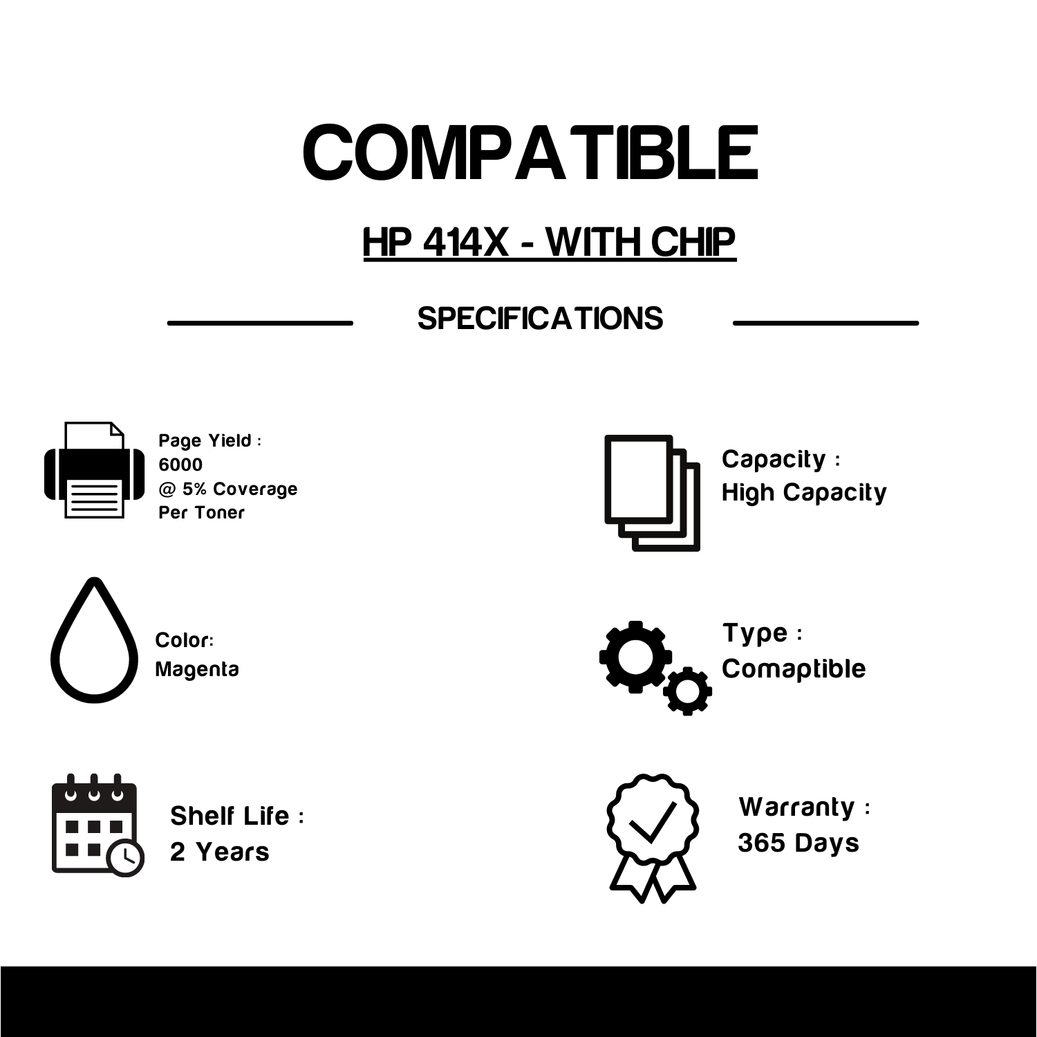 Compatible HP 414X W2020X Magenta Toner Cartridge High Yield - With Chip