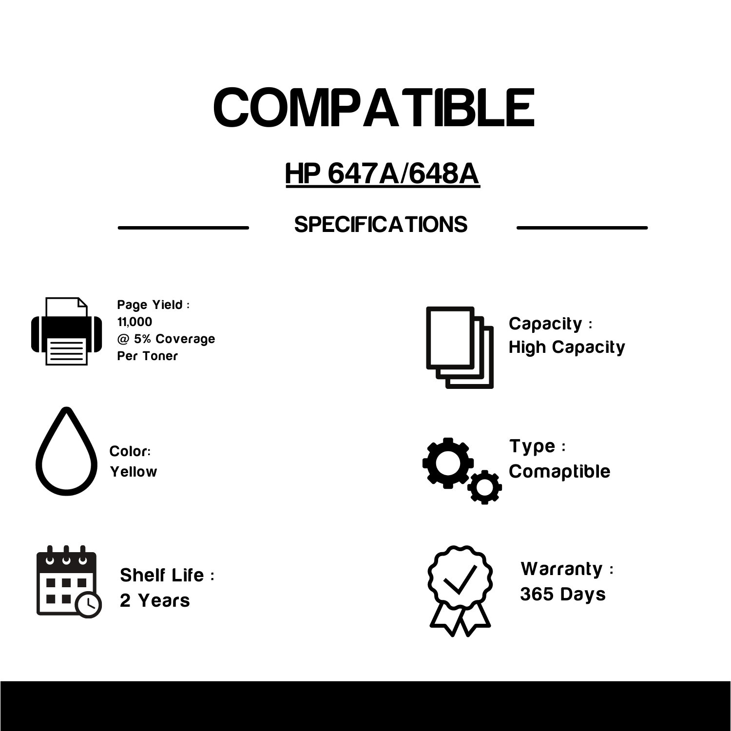 Cartouche de toner jaune compatible HP 648A CE262A