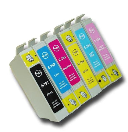 Cartouches d'encre génériques compatibles Epson T079, combo haut rendement B/C/M/Y/LC/LM