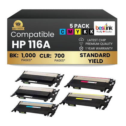 Compatible HP 116A Toner Cartridge Combo 2BK/C/M/Y (5 Pack)