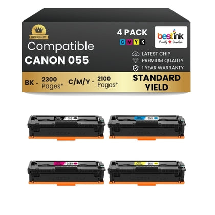Cartouche de toner compatible CANON 055 BK/C/M/Y (lot de 4) rendement standard