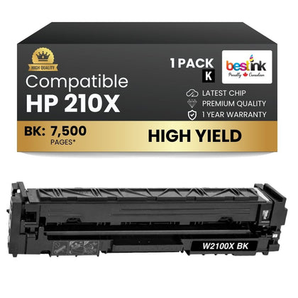 Compatible HP 210X W2100X Black Toner Cartridge High Yield 1 Pack