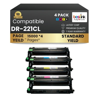 Brother DR-221CL Drum Unit Standard Yield BK/C/M/Y Combo ( 4 Pack )