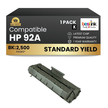 Compatible HP 92A C4092A Black Toner Cartridge (1 Pack)