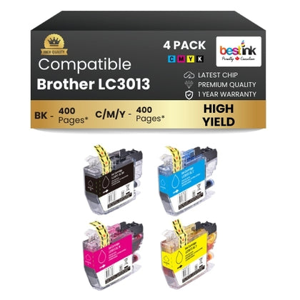 Brother LC3013XL Compatible Ink Cartridge BK/C/M/Y ( 4 Pack ) High Yield