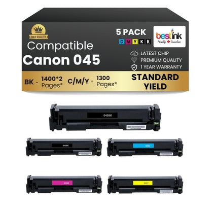 Canon 045 Compatible Toner Cartridge BK/C/M/Y (5 Pack ) Standard Yield